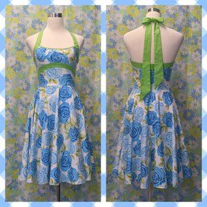 NWOT!!! PIN UP GIRL Halter Wiggle Midi 50s Style Dress Wm Size L